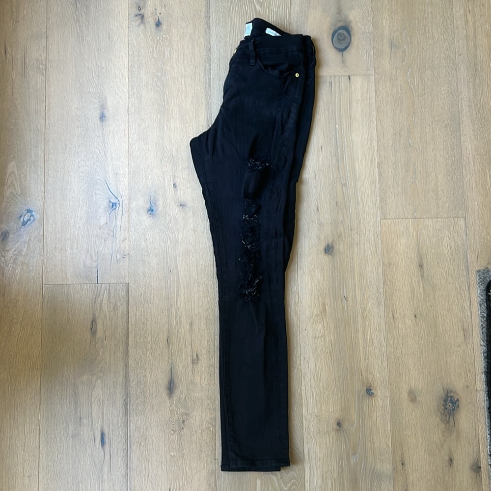 FRAME Le Skinny de Jeanne Ripped Jeans - Film Noir Size 29 - Picture 5 of 7